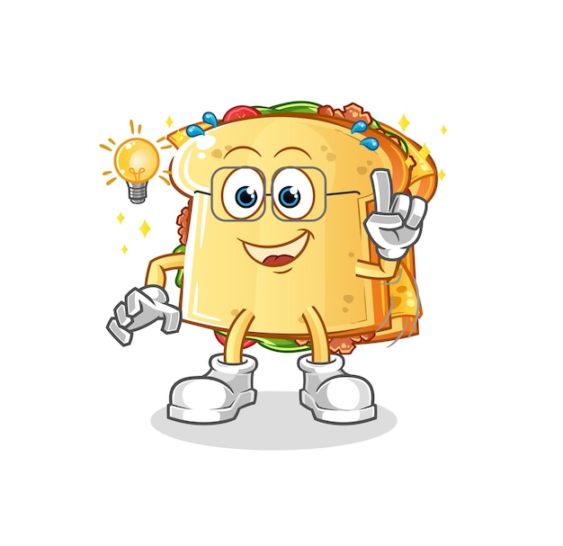 Sandwich got an idea cartoon. mascot vector