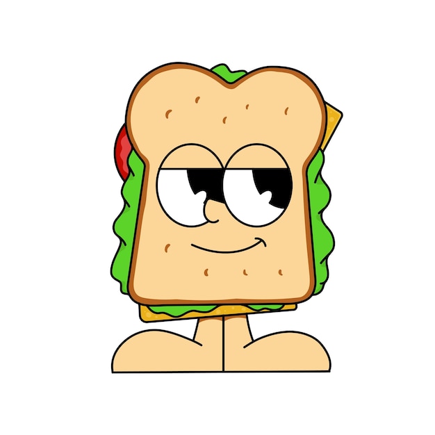 Vector sandwich groovy cartoon vector