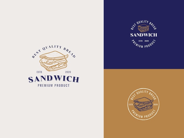 Sandwich Hand Draw Logo-sjabloon met premium vintage typografie