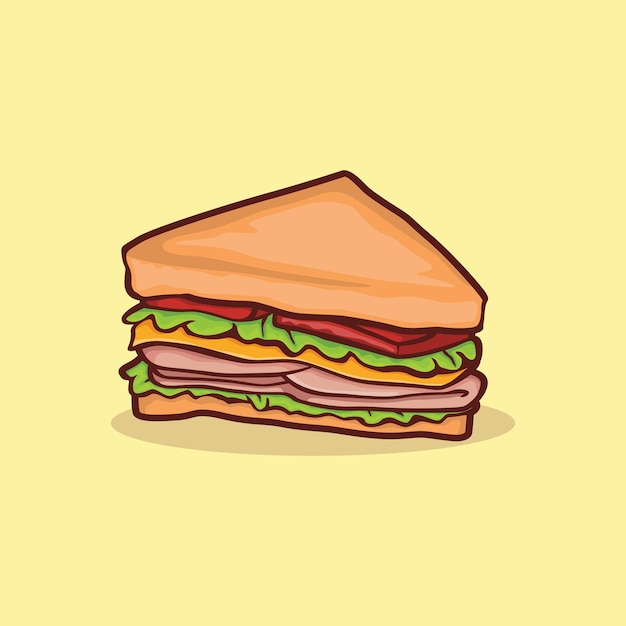 Vector sandwich icon isolated vector illustration with outline cartoon simple color