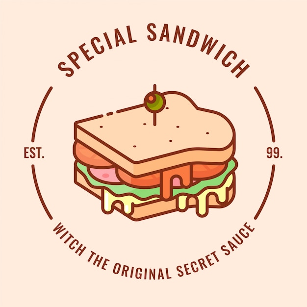 Вектор Дизайн логотипа сэндвич