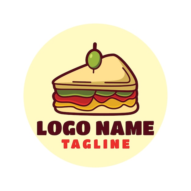레스토랑 및 카페 로고에 적합한 샌드위치 로고 템플릿
