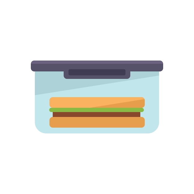 Sandwich lunch box icon flat vector Dinner food Meal bag isolated