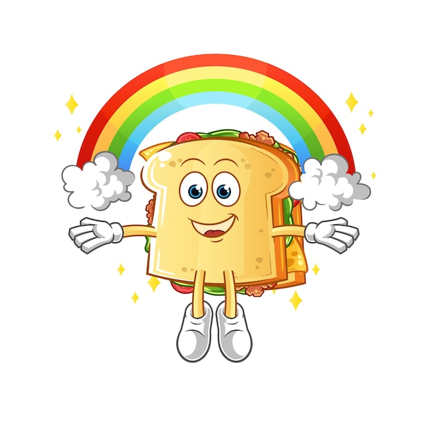 Sandwich met een regenboog. cartoon vector