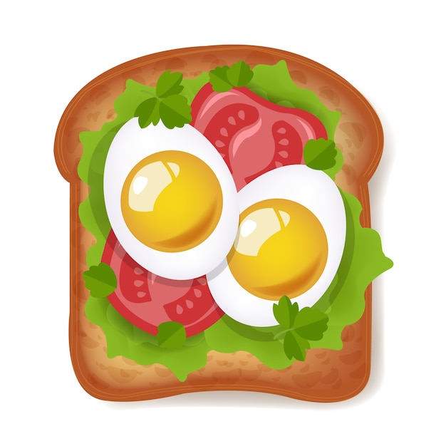 Sandwich Met Geïsoleerde Eieren En Tomaten