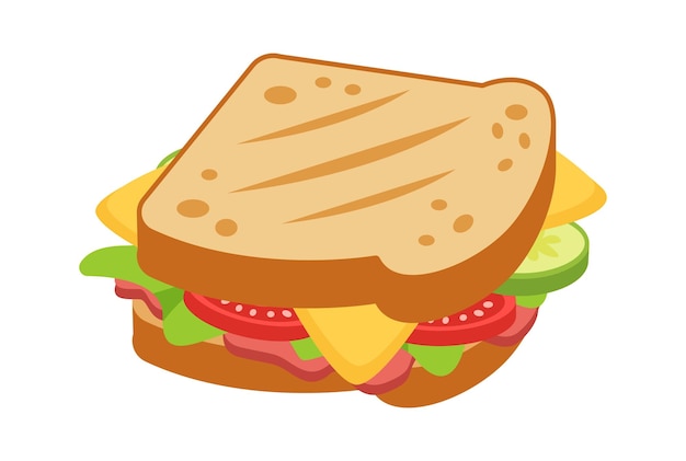 Sandwich met groenten Voedselpictogram Vectorillustratie