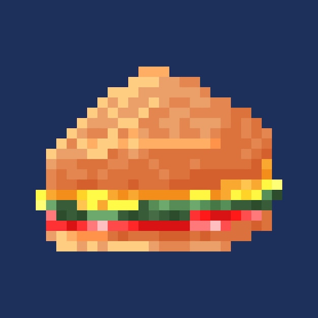 ステッカーやデコレーションに最適な Pexel アート スタイルのサンドイッチ