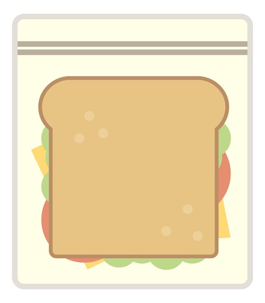 Сэндвич в полиэтиленовом пакете Прозрачный пакет Ланч-пакет на белом фоне