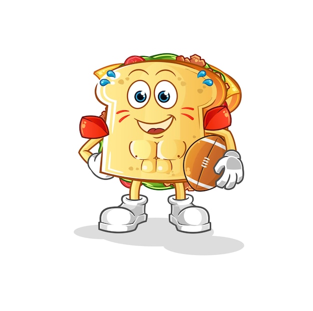 Sandwich playing rugby character. cartoon mascot vector