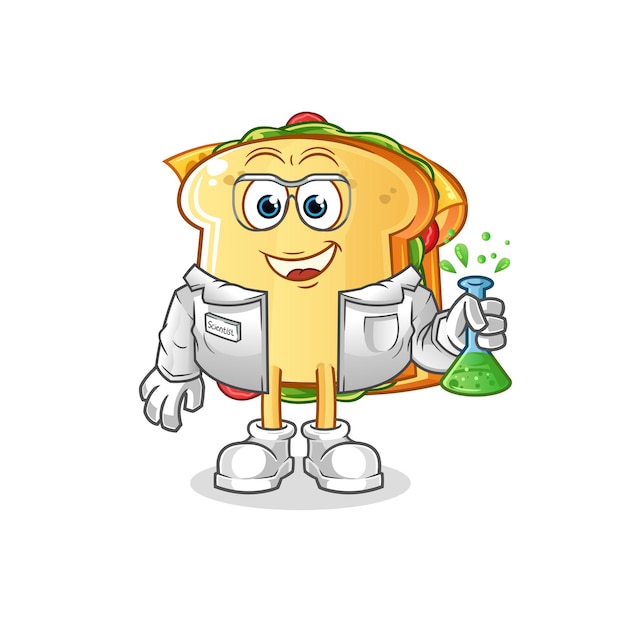 The sandwich scientist character mascot