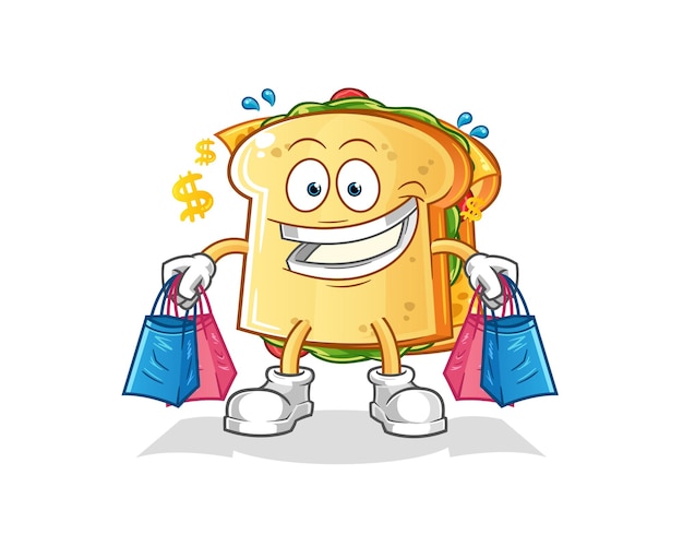 Vector the sandwich shoping cartoon mascot mascot