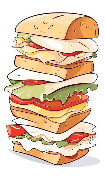 Sandwich tekening cartoon kunstwerk vector