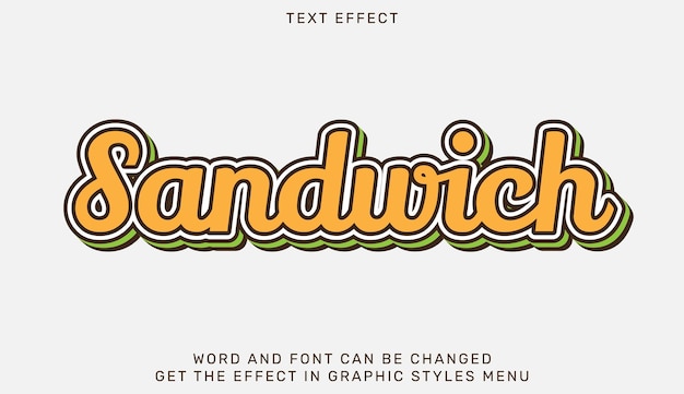 Vector sandwich-teksteffectsjabloon in 3d-ontwerp