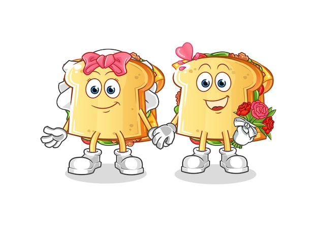 Vector sandwich wedding cartoon. cartoon mascot vector