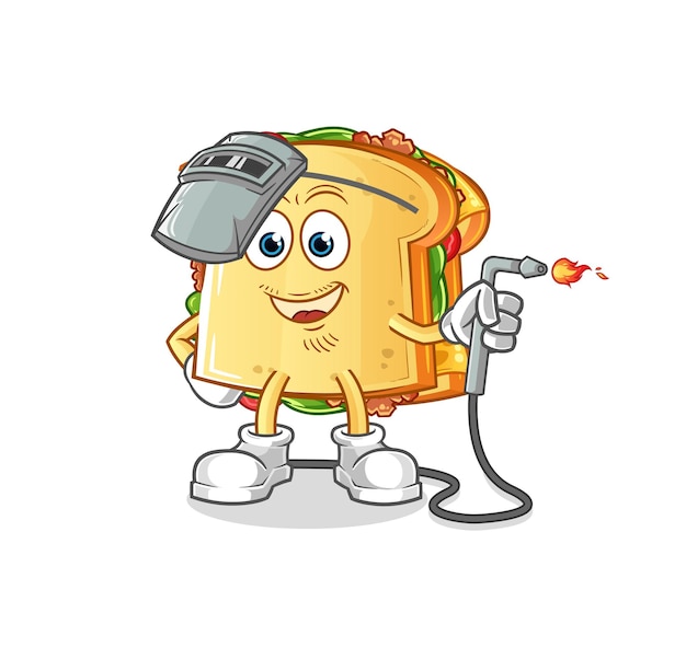 Sandwich welder mascot. cartoon vector