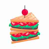 Vector a sandwich with a cherry on it and a cherry on the top