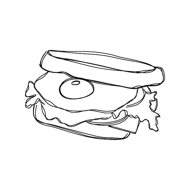 Panino con uova in stile doodle vettore