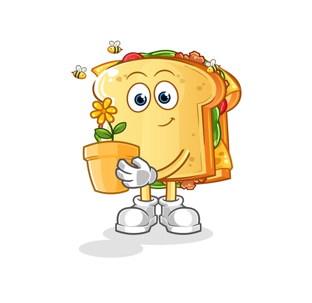 Vector sandwich with a flower pot. character vector