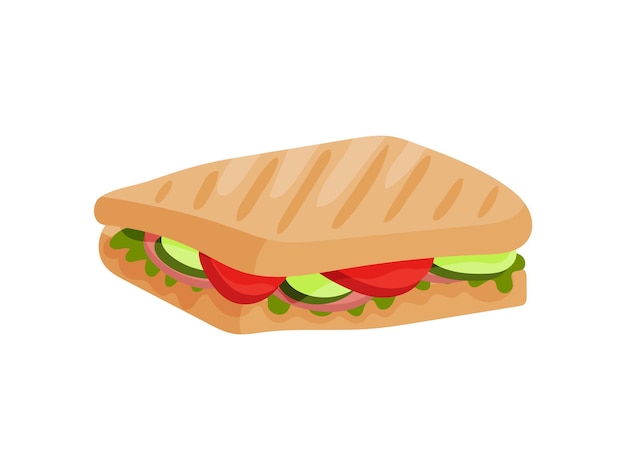 Vector sandwich with ham tomato and cucumber vector illustration