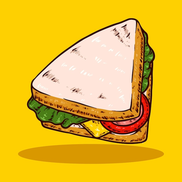 ラインアートイラストのサンドイッチ