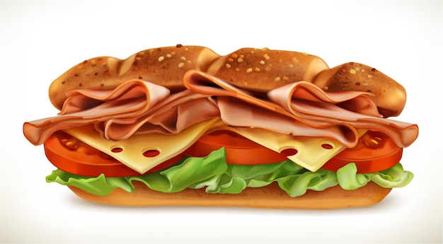 Vector a sandwich with meat cheese and meat on it