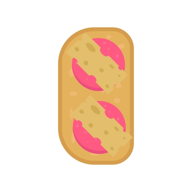 Sandwich with sausage on bread. Vector illustration