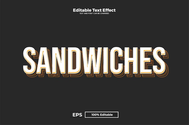 Sandwiches editable text effect in modern trend style