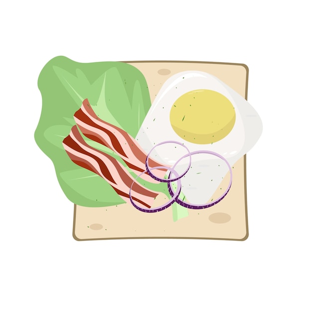 Sandwiches with egg and bacon in vector illustration