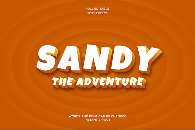 Sandy The Adventure 편집 가능한 텍스트 효과