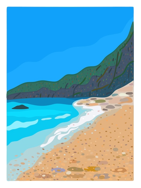 Sandy seashore summer vacations picturesque seashore vector illustration