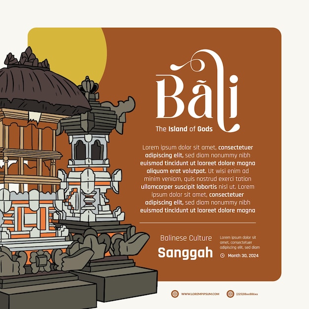 Sanggah Indonesia balinese culture layout idea for poster design illustration