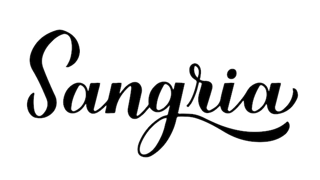 Sangria calligrafia lettere a mano isolate su bianca bevanda estiva spagnola modello vettoriale per decorazioni di bar ristoranti cantine perfetto per logo design menu etichetta tag ecc