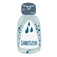 Sanitizer bottle with antiseptic for hands disinfection item personal protection from infection vector cartoon illustrations