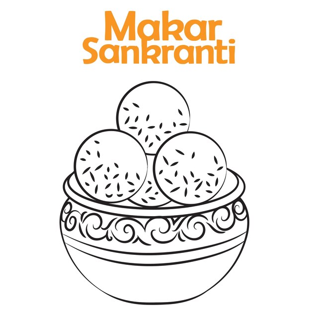 sankranti sweet line drawing illustration