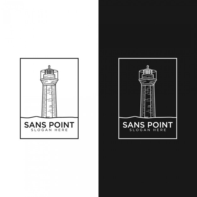 Vector sans point tower logo ontwerp premium sjabloonvoorraad