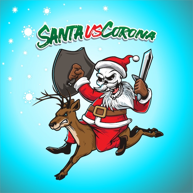 Santa against corona virus illustration