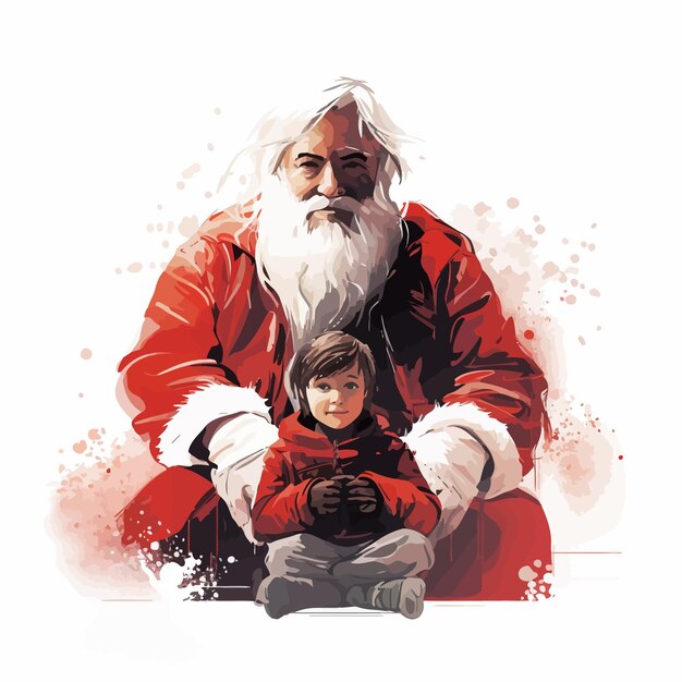 Vettore santa_and_child_vector_illustrato