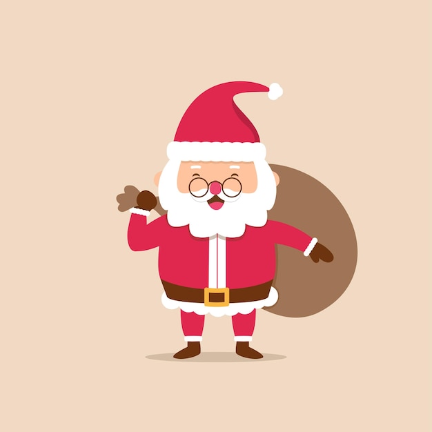 Santa bring gift bag illustration