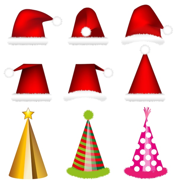 Vector santa cap and party cap vector on white background