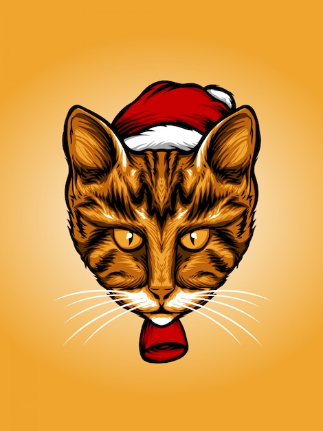 Santa cat illustration