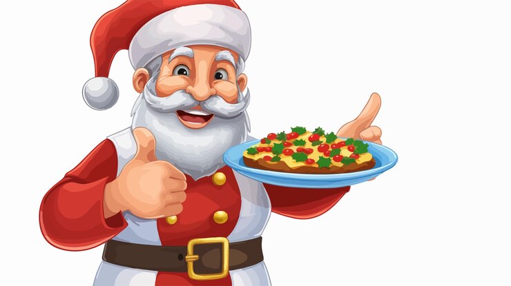 Vector santa christmas chef cartoon character giving a thumbs up