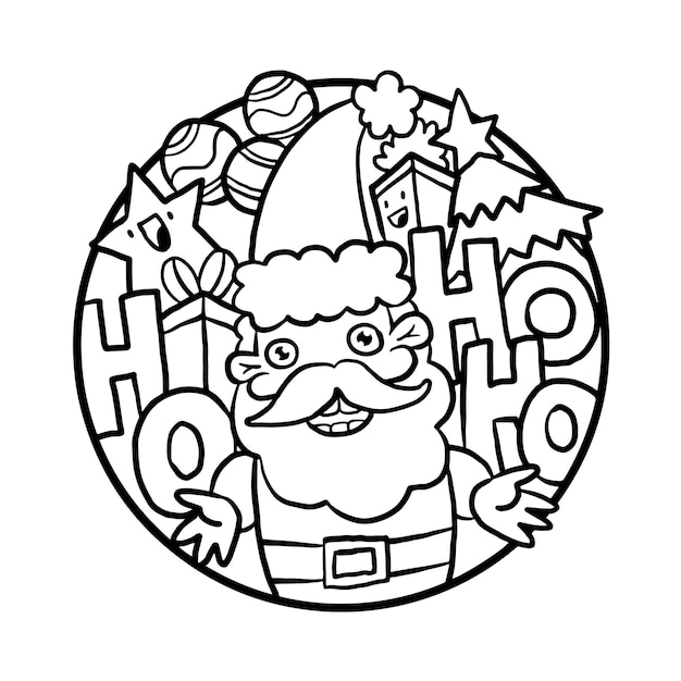 Santa Christmas Doodle Coloring page