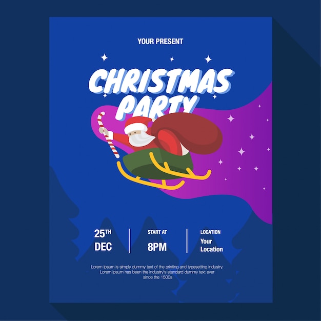 Vector santa christmas party flyer