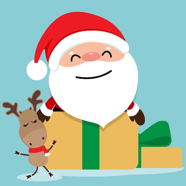 Santa Claus in abox with reindeer