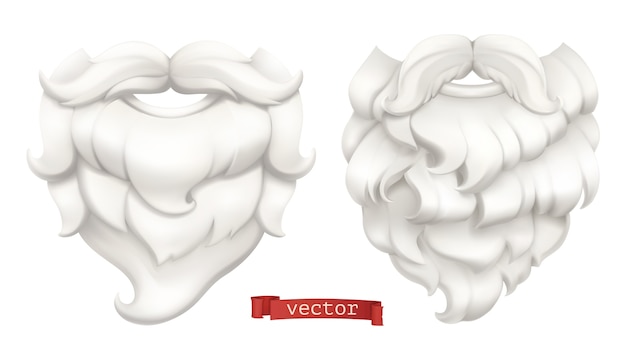 Vector santa claus beard and mustache set.