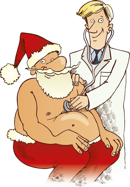 Santa Claus bij dokter cartoon