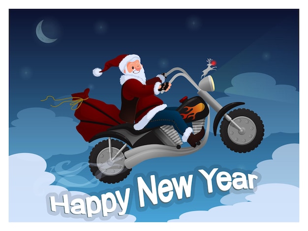 Santa Claus on the bike cartoon vector illustration