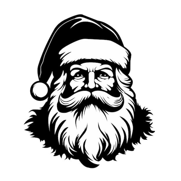 Vector santa claus black and white illustration design on a white background