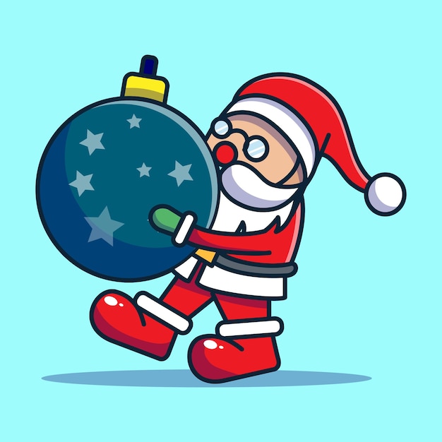 Vector santa claus brings christmas gifts