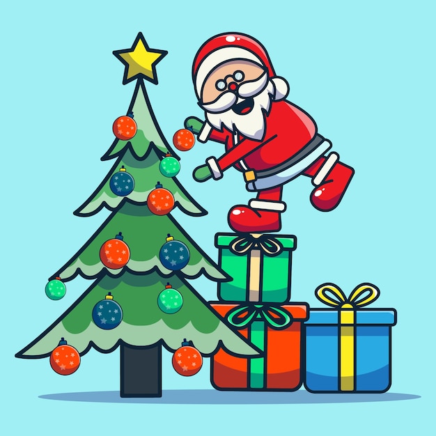 Вектор Санта-клаус приносит рождественские подарки